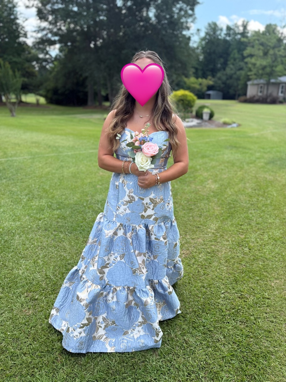 Blue Floral Tiered Maxi Dress